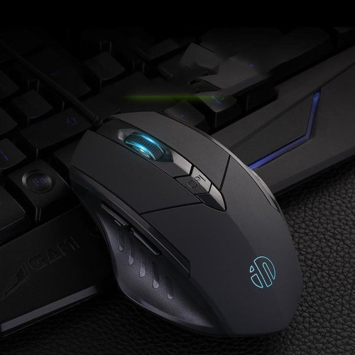 Mouse cablato illuminato con definizione macro di gioco muto Inphic PW1, lunghezza cavo: 1,5 m (versione gioco nera)