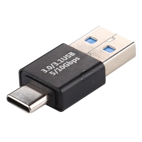 Adattatore in lega di alluminio maschio da tipo C / USB-C a USB 3.0 maschio (nero)