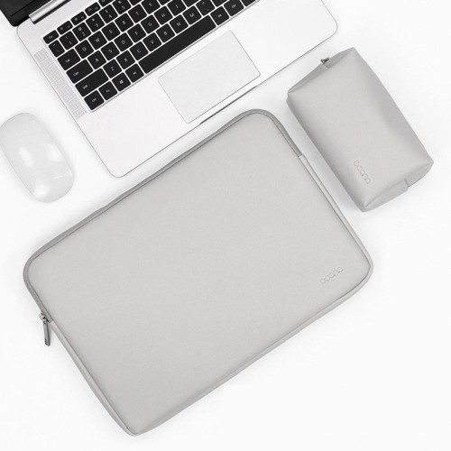 Baona BN-Q001 Borsa per laptop in pelle PU, colore: grigio + sacchetto di potenza, dimensioni: 16/17 pollici