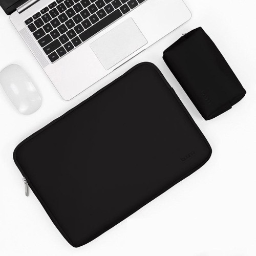 Baona BN-Q001 Borsa per laptop in pelle PU, Colore: Midnight Black + Borsa di alimentazione, Dimensioni: 13/13,3 / 14 pollici