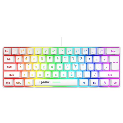 HXSJ V700 Tastiera cablata da gioco con illuminazione RGB a 61 tasti (bianca)