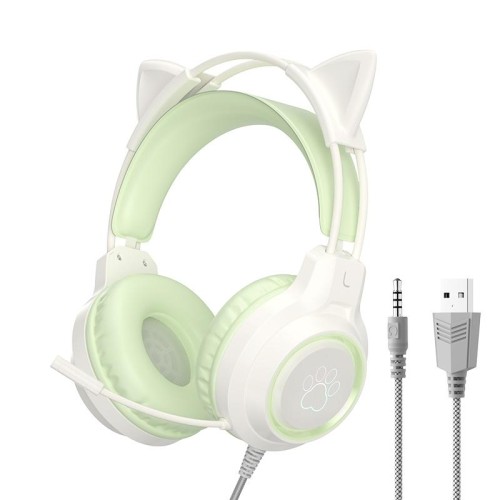 Auricolare da gioco cablato montato sulla testa G35 Cute Cat RGB (rosa)