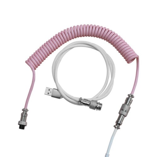 Ajazz AL60 USB a Type-C/USB-C linea di estensione della tastiera connettore a foro singolo, lunghezza del cavo: 2,3 m (rosa pesca)