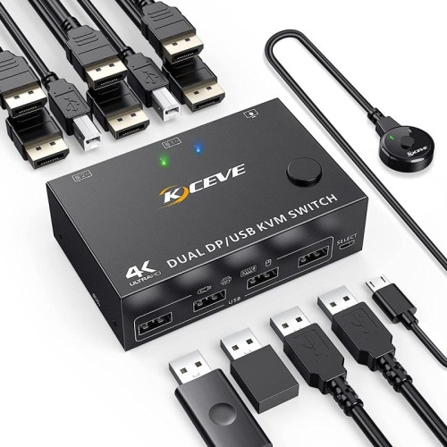 Switch KVM DP 3DP+3DP KC-KVM202DPA-USB2.0 (nero)