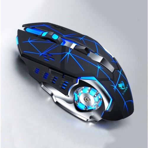 T-WOLF Q13 2.4GHz 6 tasti RGB Mouse da gioco wireless con luce colorata, colore: doppia modalità Stella Nero