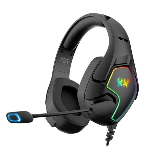 KOTION EACH G3000 Cuffie da gioco stereo con luce RGB e presa USB da 3,5 mm con microfono omnidirezionale, lunghezza cavo: 1,9 m (nero)