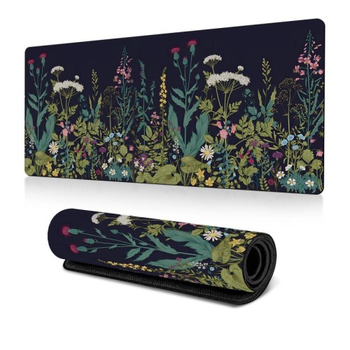 Tappetino per mouse da scrivania con tema fiori e alberi per ufficio/gioco 300x700x3 mm (n. 2)