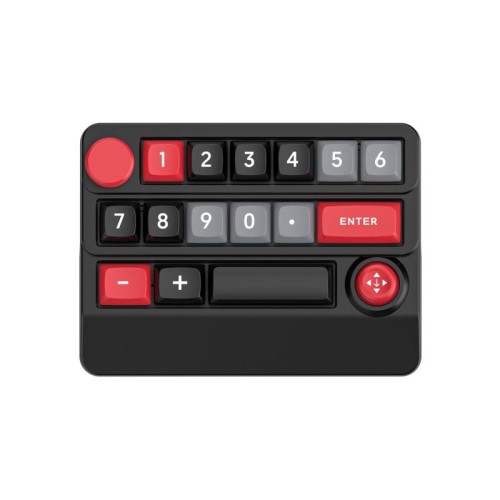 Tastiera da gioco meccanica wireless a 15 tasti, tri-mode, sostituibile a caldo, retroilluminata RGB, macro programmabili (nero e rosso)