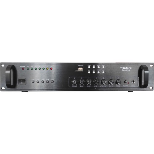 Amplificatore audio USB/SD 5 canali 70V/100V/8 Ohm 120W PA-120