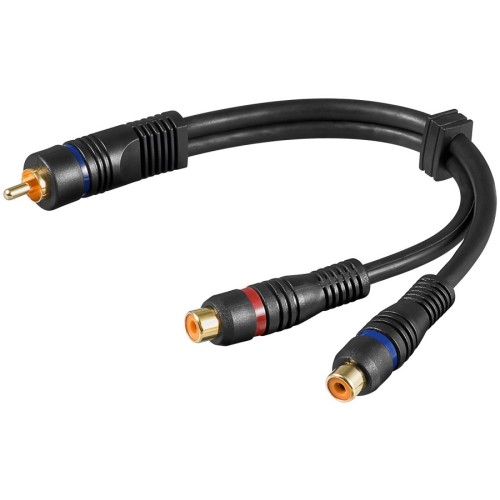 Cavo adattatore audio RCA maschio-2 RCA femmina a doppia schermatura