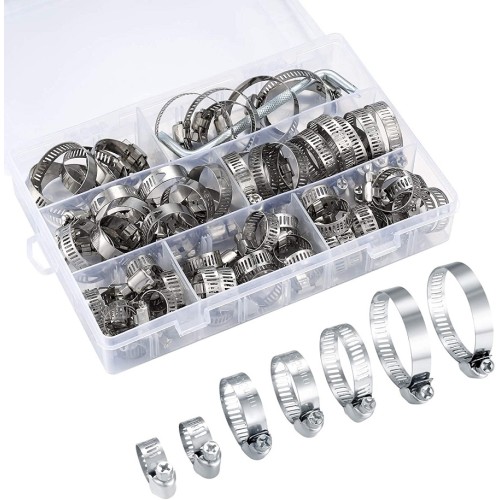 Kit fascette stringi tubo in acciaio misure da 8 a 12mm confezione da 60