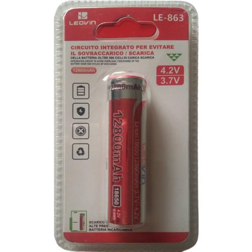 Batteria ricaricabile 4.2V 9.6Wh 12800mAh 18650 con terminali piatti