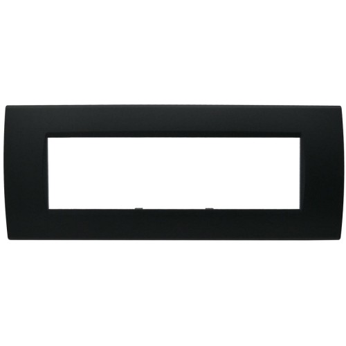 Placca 7 posti nero Soft Touch compatibile Living International