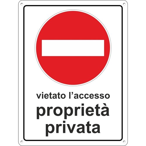 Cartello segnaletico vietato l'accesso proprietà privata 20x30cm