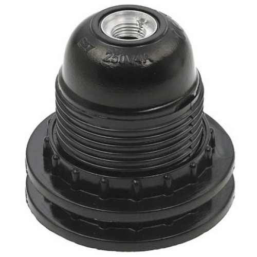 Portalampade E27 in bachelite con 2 anelli nero