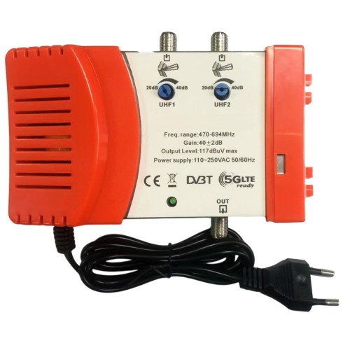 Centralina per antenna TV 2 ingressi UHF regolabili