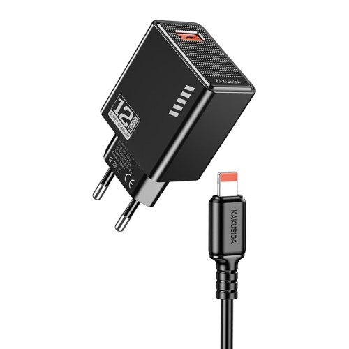 Caricatore USB lightning 5V/2.4A 12W nero KSC-1236
