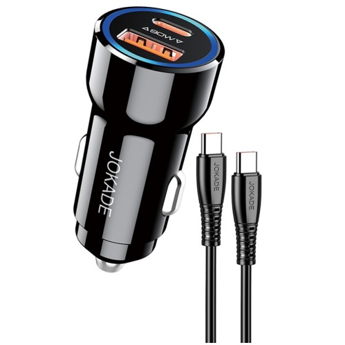 Alimentatore caricabatterie da auto USB/Type-c con cavo Type-C 90W 20V/3A nero JH048