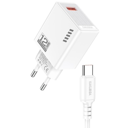 Caricatore USB Type-C USB 5V/2.4A 12W bianco  KSC-1236