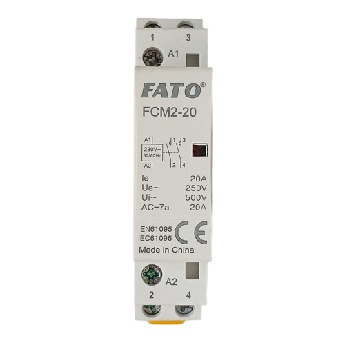 Contattore Modulare 2 poli 20A 1P+1N 230V AC FATO