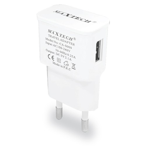 Caricabatterie USB bianco 5V 2.1A