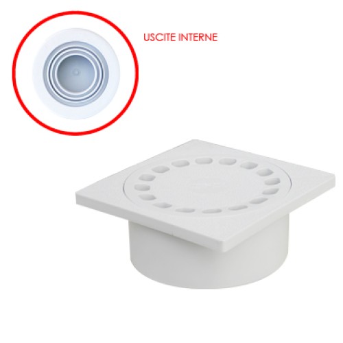 Chiusino sifonato con scarico verticale interno in PP grigio 100×100mm
