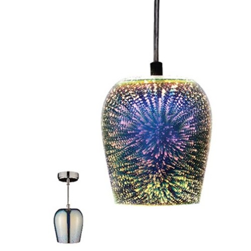 Lampadario 3D in vetro cromato 1xE27