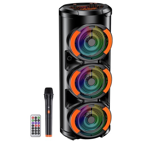 Cassa acustica ricaricabile con telecomando e microfono wireless 3x6" 30W KK-6301