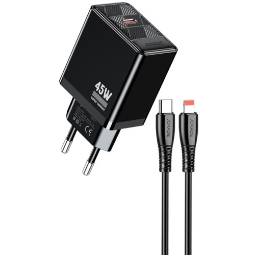 Caricabatterie ricarica rapida con cavo USB Type C - Lightning nero 1m JB092