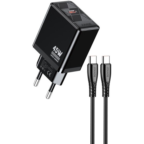 Caricabatterie ricarica rapida con cavo USB Type C nero 1m JB092
