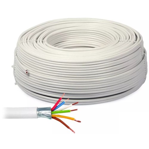 Cavo schermato per allarme antifurto 4x0.22mm² + 2x0.50mm² CCA matassa 100m