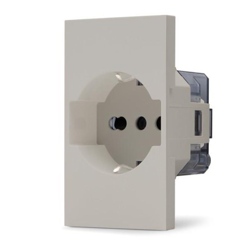 Presa 2P+T 16A bipasso Schuko sabbia linea ZEN