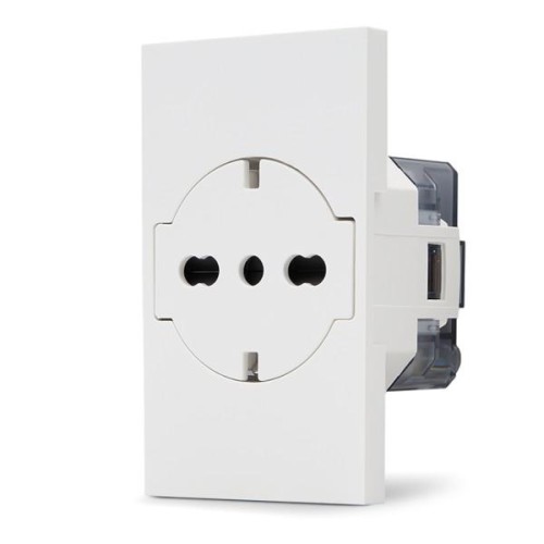 Presa 2P+T 16A bipasso Schuko bianca linea ZEN