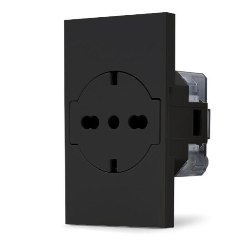 Presa 2P+T 16A bipasso Schuko nera linea ZEN
