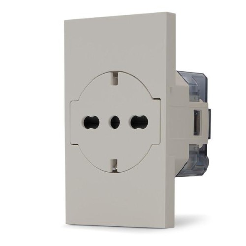 Presa 2P+T 16A bipasso Schuko sabbia linea ZEN