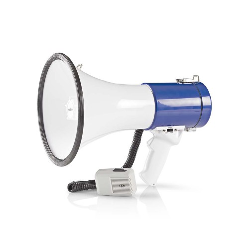 Megafono professionale 25W con microfono staccabile e sirena – Blu/Bianco
