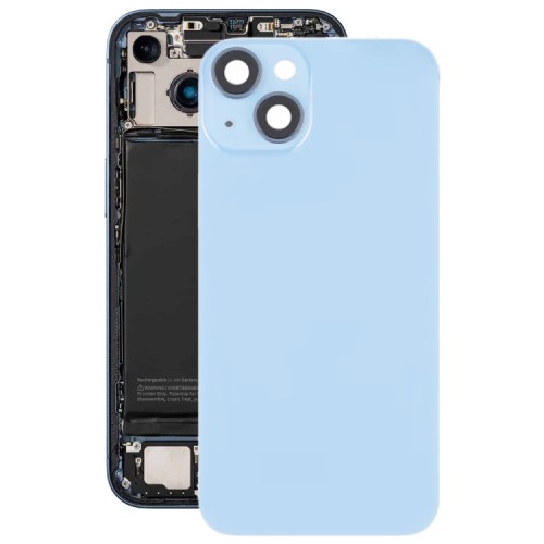 Cover posteriore in vetro per iPhone 14 Plus con supporto flash e ricarica wireless – Blu