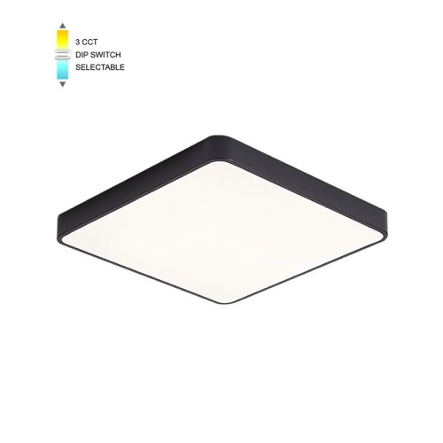 Plafoniera LED quadrata 25W 2000lm 3CCT nero