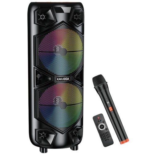 Cassa acustica ricaricabile con telecomando e microfono wireless 2x12" 60W KK-12202