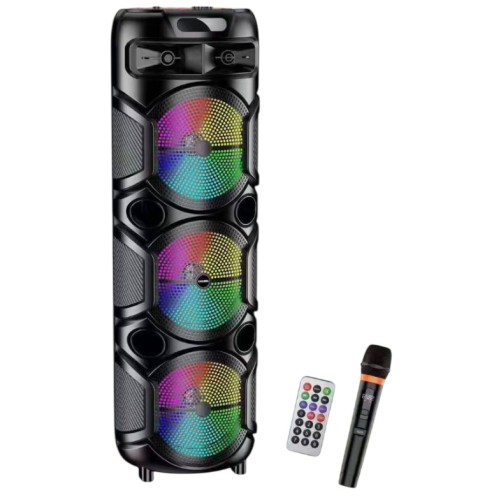 Cassa acustica ricaricabile con telecomando e microfono wireless 3x8" 40W KK-8303