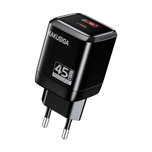 Caricabatterie USB-C + USB-A 45W + 22,5W nero ricarica rapida KSC-1606