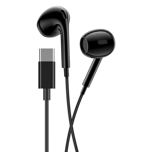 Auricolari Type-C con microfono e controllo volume neri JD046