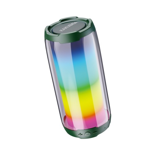 Altoparlante Bluetooth portatile verde scuro con luci LED RGB e audio surround KSC-611