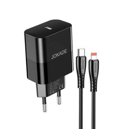 Caricabatterie ricarica rapida USB-C 30W con cavo Type-C - Lightning 1m nero JB073