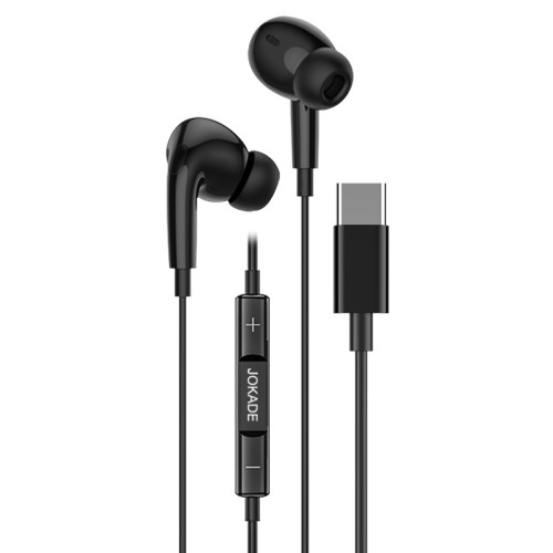 Auricolari Type-C con microfono e controllo volume neri JD045