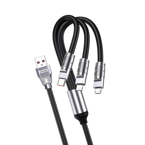 Cavo per alimentazione e sincronizzazione Ricarica Rapida 3 in 1 USB a Lightning, Type-C e Micro USB Nero 1,2 m 3A JA027