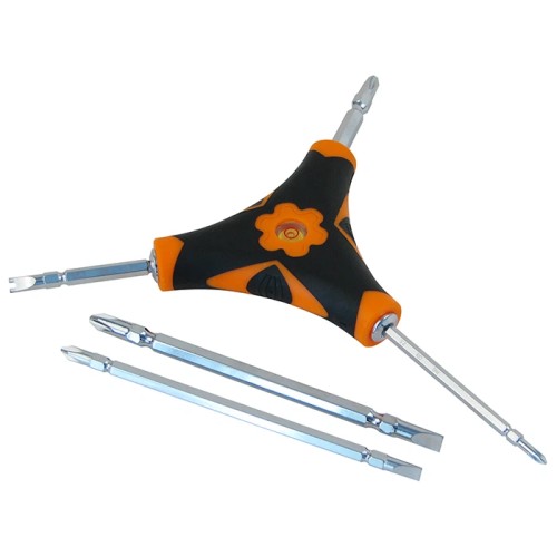 Cacciavite triangolare 6 in 1 con livella a bolla e punte intercambiabili