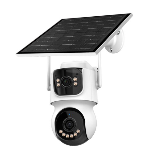 Telecamera di sorveglianza solare WiFi/4G 360° bianca con pannello solare