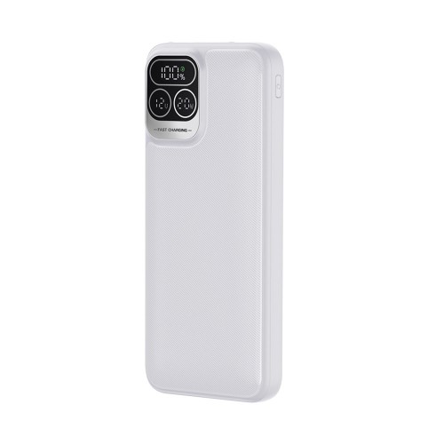 Power Bank 15000mAh 66W con display LED e 4 cavi integrati bianco