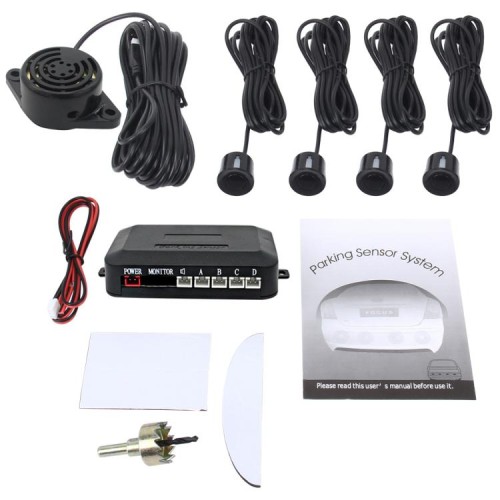 Kit sensori di parcheggio automatici con 4 sensori elettromagnetici nero